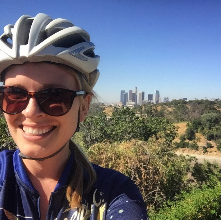Brie Widaman with Downtown Los Angeles skyline