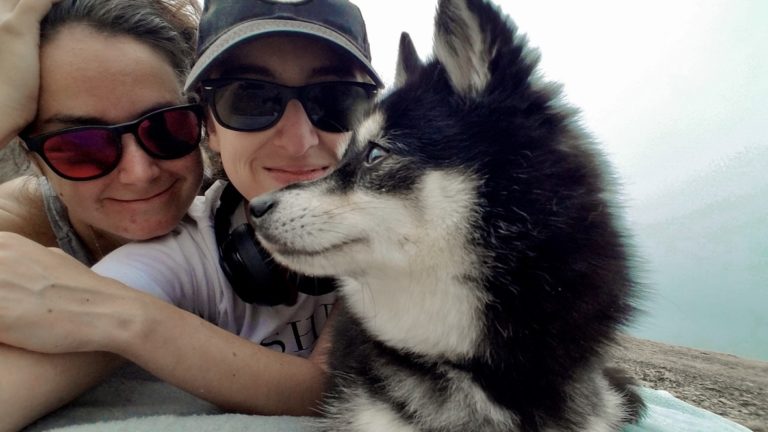 Amber, her wife Jill and their dog
